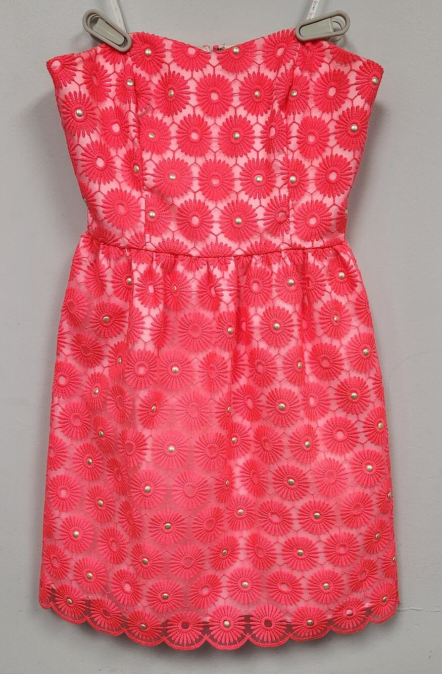 Lilly Pulitzer Payton Fiesta Pink Pinwheel Strapless Dress-Size 0